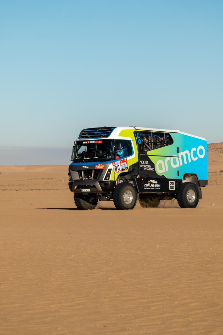 The hydrogen truck sponsored by Saudi Aramco.