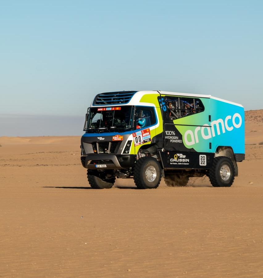 The hydrogen truck sponsored by Saudi Aramco.